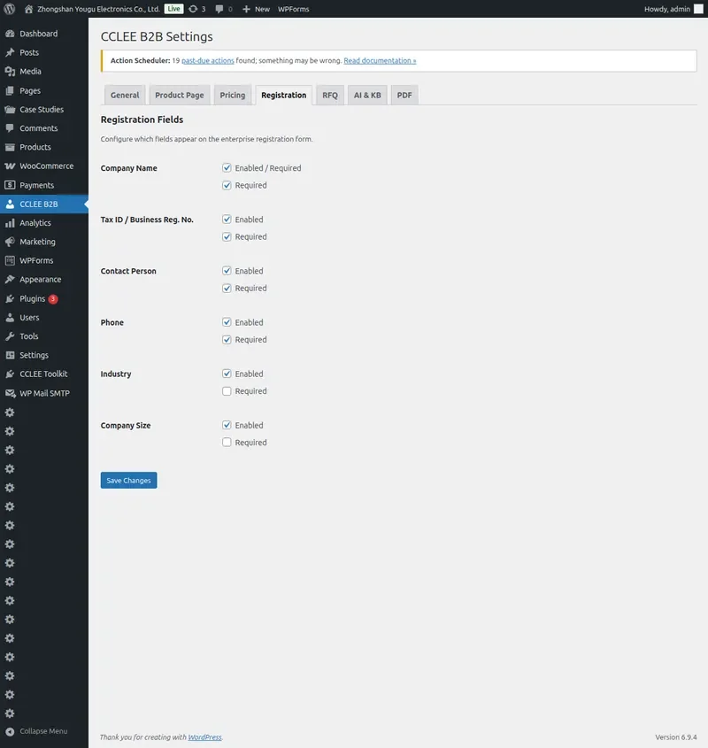 Registration Settings Overview