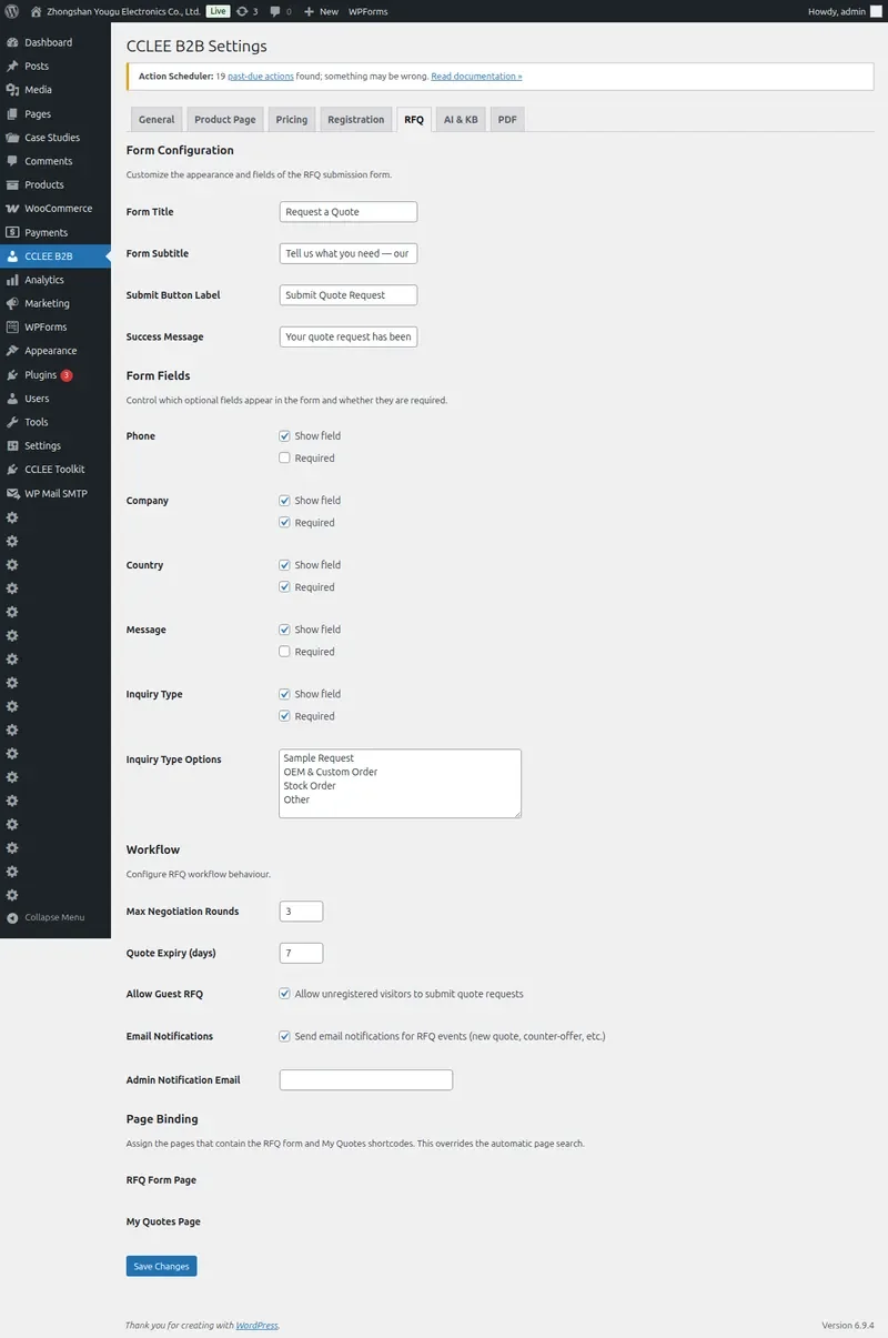 RFQ Settings Overview